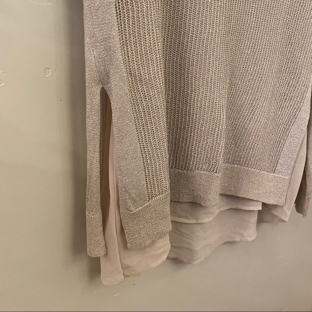 LUCKY BRAND Metallic Mixed Media Overlay Sweater - Picture 3 of 10